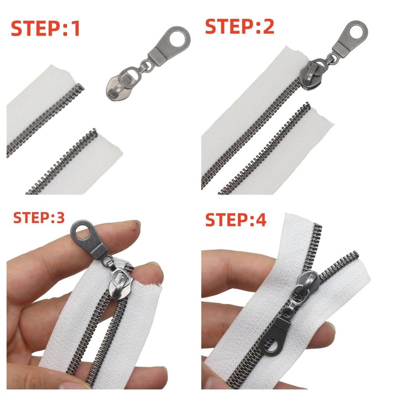 MebuZip #5 سحابات ملفوفة من النايلون المعدني من The Yard، لفة سحاب ملفوفة كبيرة الحجم بطول 10 ياردات مع 25 قطعة سحب لحقائب الخياطة اليدوية (بيج) - Image 5